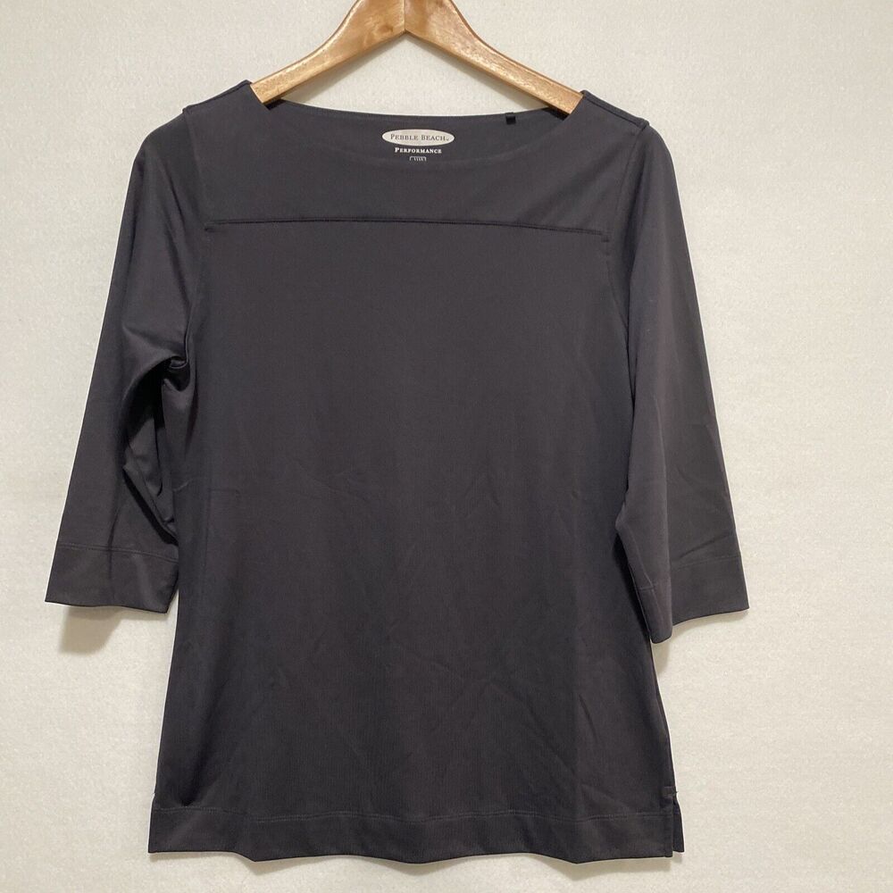 Pebble Beach Performance Women's Small Gray 3/4 Sleeve Boat Neck Golf Shirt - Picture 2 of 8